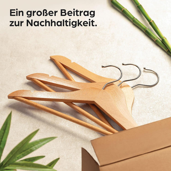 Kinderkleiderbügel FSC® Holz mit Haken 360° Drehbar - 10er Set - Robustes Natur Buchenholz - Perfekt