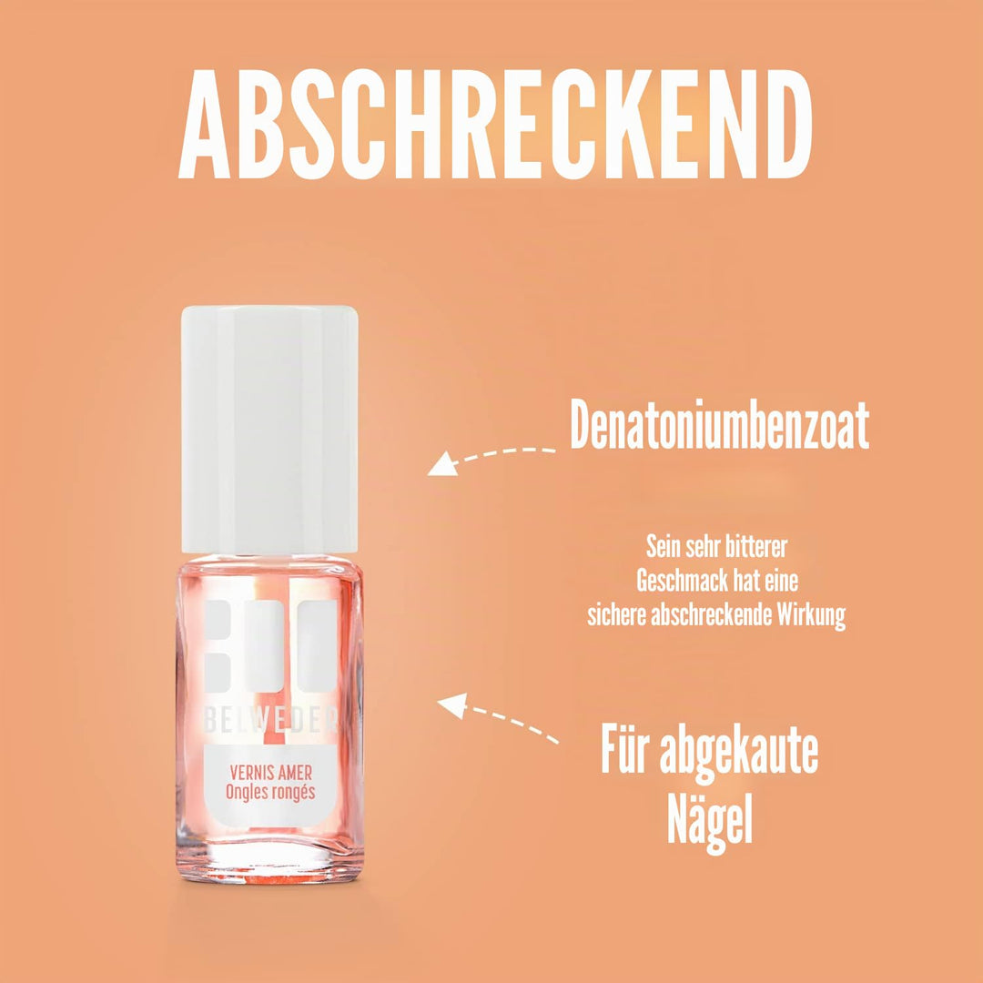 BELWEDER - Bitterstoff Nagellack gegen Nägelkauen 2 x 7,5ml - Nagellack Transparent mit Bitterem Ges