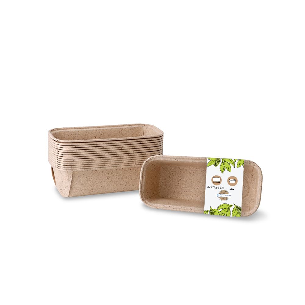 BIOZOYG Kakaopapier rechteckige Backformen 16 x 5,5 x 5 cm I Minikuchenförmchen mit edler Struktur I