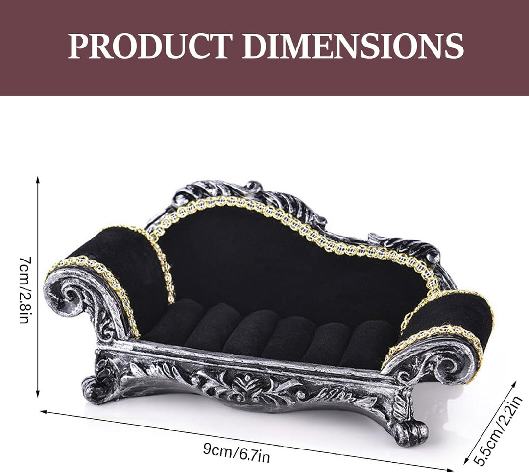 Puppenhausmöbel, Puppenhauscouch, 1:12 schwarzes viktorianisches Sofa, Wohndekoration, Ornament, L,