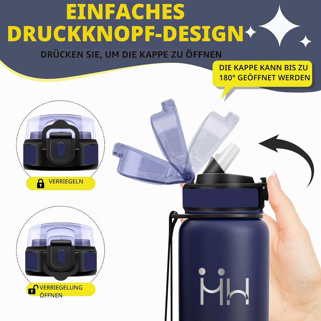 Trinkflasche Edelstahl - Auslaufsichere Trinkflasche - Thermobecher 750ml - Leicht zu Reinigen - Iso