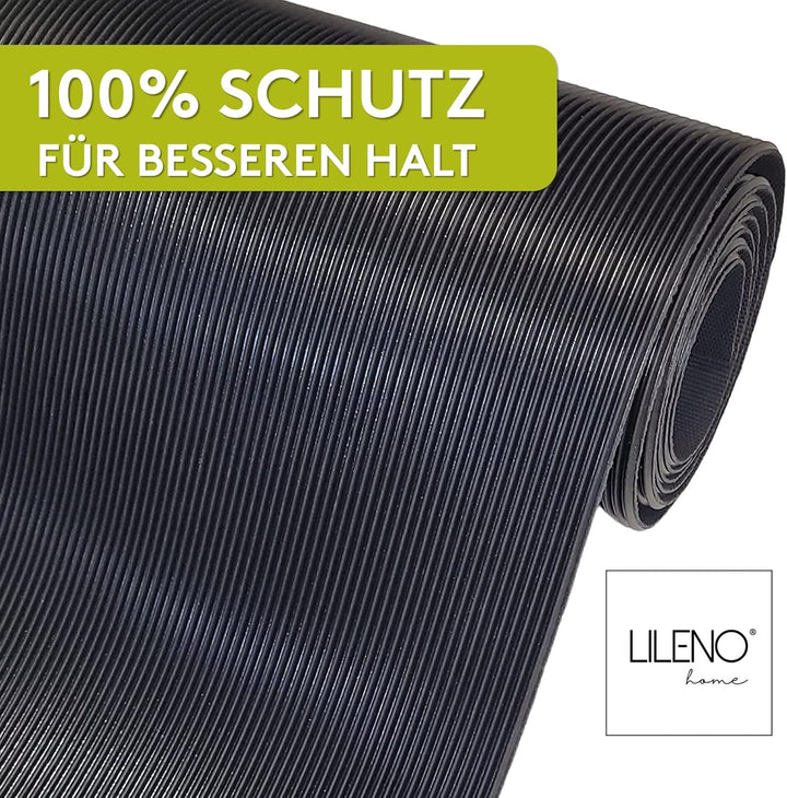 LILENO HOME Rillen Gummimatte Meterware 1000x100 cm (2x5m) - Gummiläufer Rillenmatte (3mm) als Werks