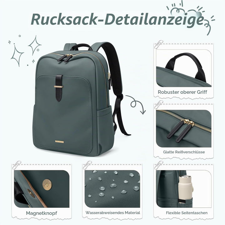 Laptop Rucksack für Damen, Lässiger Backapck für Arbeit und Business, Handtasche, Handgepäck-Reiseru