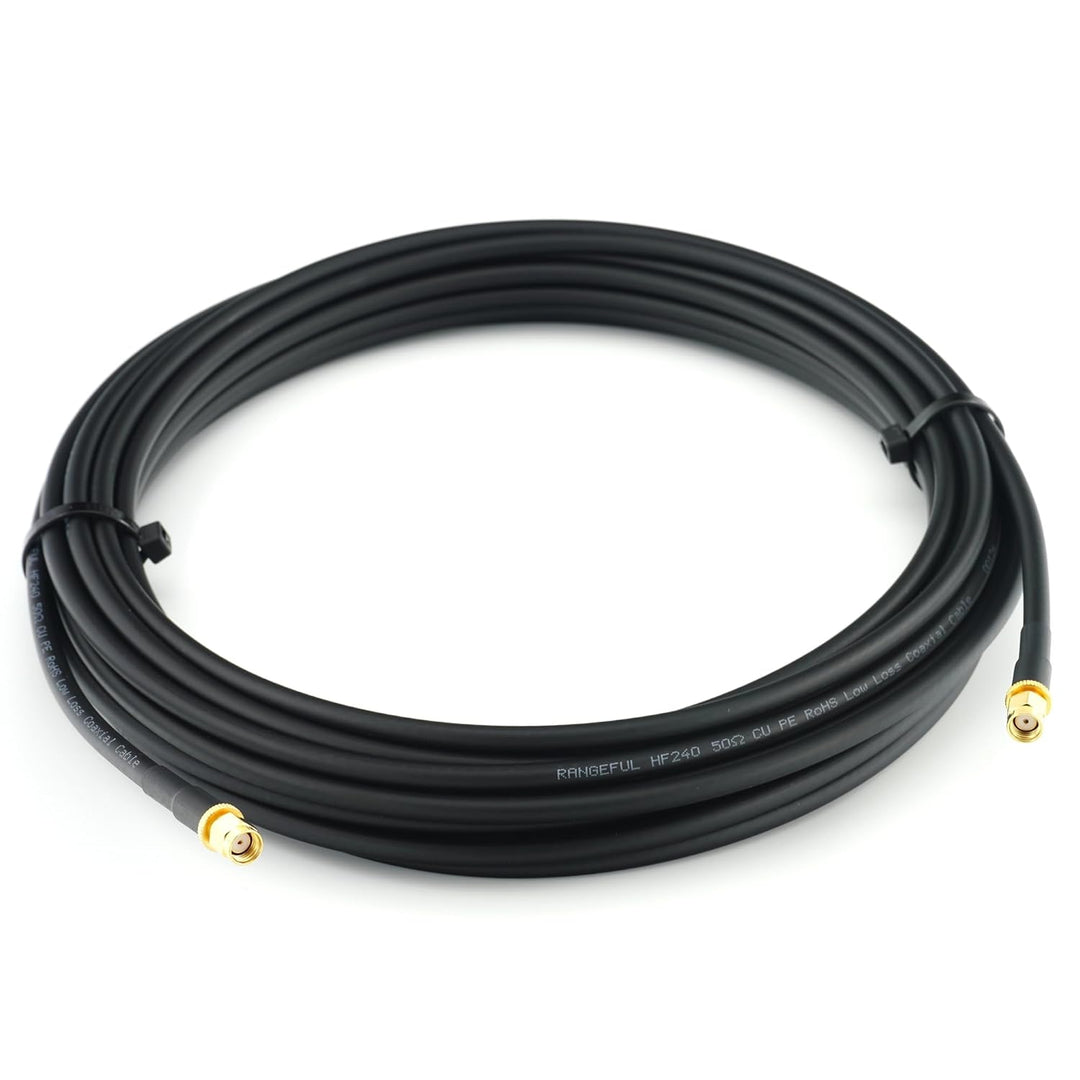 15m RP-SMA Stecker auf RP-SMA Stecker Koaxialkabel — 15 Meter Verlustarmes HF-240 (LMR 240 Äquivalen