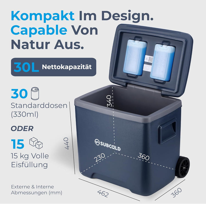Subcold Kühlbox mit 2 Kühlakkus - Leichte isolierte Kühlbox | Isolierte Kühlbox für Reisen, Auto, Pi
