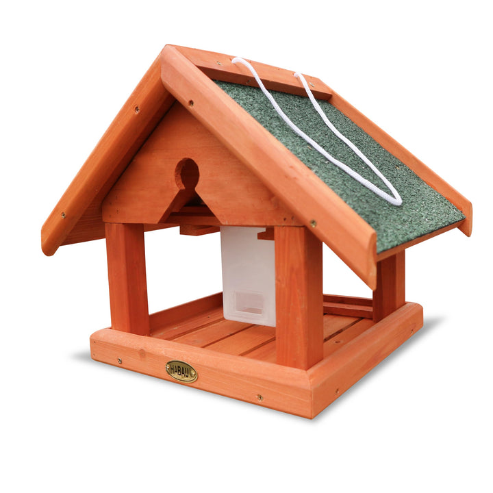 HABAU Vogelhaus Buchfink aus Holz - Futterhaus zum Aufhängen mit Futtersilo