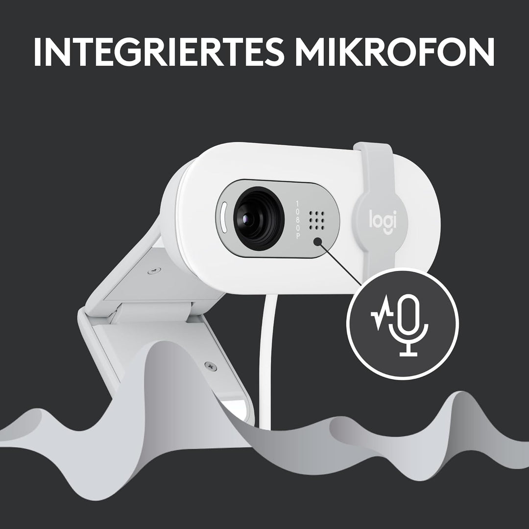 Logitech Brio 100 Full HD-Webcam für Meetings und Streaming, Auto-Lichtausgleich, integriertes Mikro