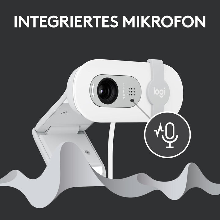 Logitech Brio 100 Full HD-Webcam für Meetings und Streaming, Auto-Lichtausgleich, integriertes Mikro