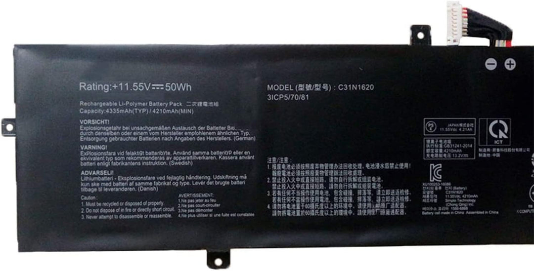 C31N1620 31CP5/70/81 Laptop-Akku Kompatibel mit Asus ZenBooK UX430 UX430UQ UX430UQ-GV015T PRO PU404