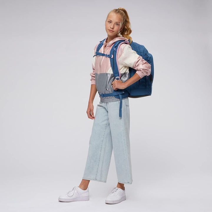 satch pack Schulrucksack - ergonomisch, 30 Liter, Organisationstalent, Deep Rose - Hellblau