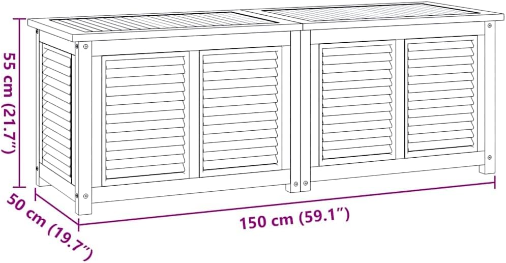 vidaXL Gartenbox, Auflagenbox mit Beutel Stauraum, 150x50x55 cm, Kissenbox Latten-Design, Aufbewahru