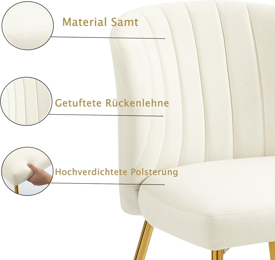 Sepnine Moderne Esszimmerstühle Samt, Küchenstuhl,Gepolsterter Sitzfläche aus Komfortschaum,mit Meta