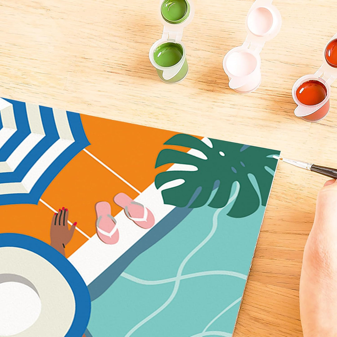 Ravensburger CreArt 25523 - Poolzeit - Malen nach Zahlen Erwachsene, DIY Malset mit Pinsel und Acryl