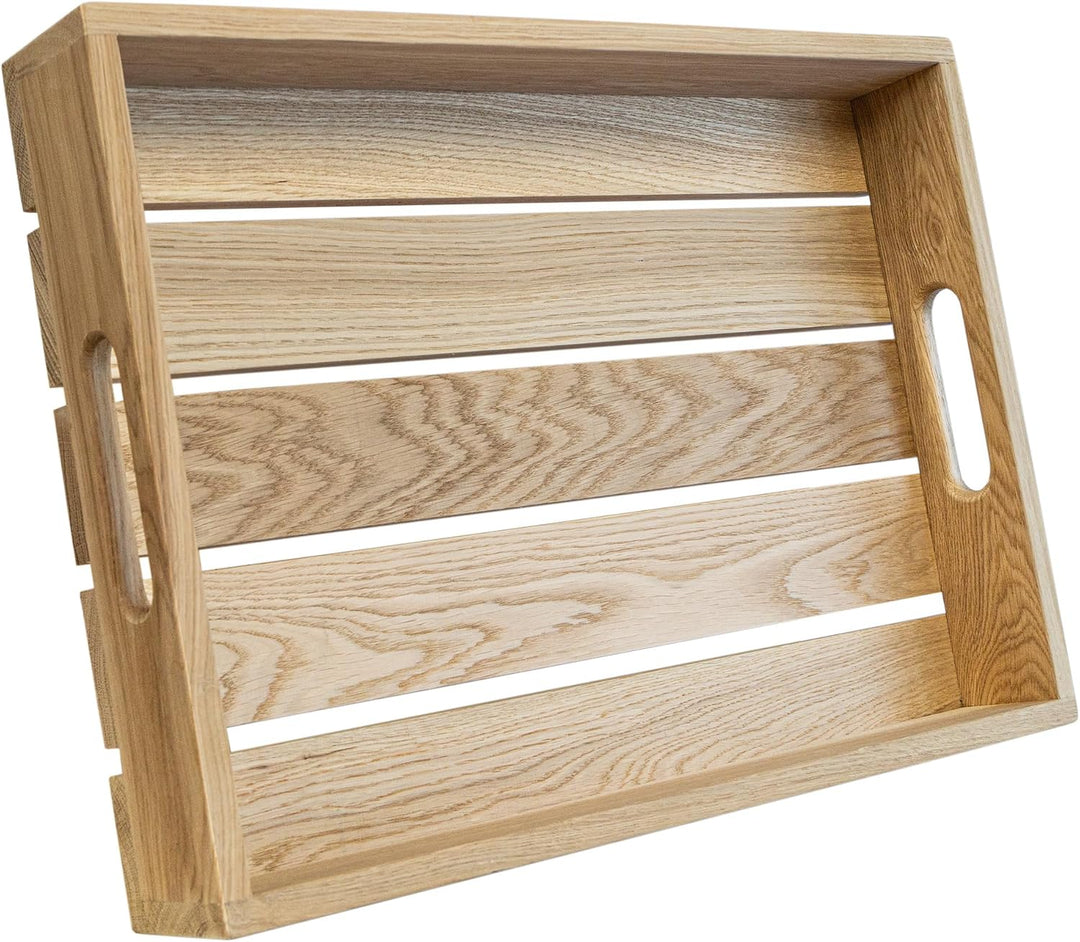 Eichentablett aus Massivholz – Serviertablett aus Eiche mit hohem Rand – Wahlweise 55 x 40 x 8 cm od