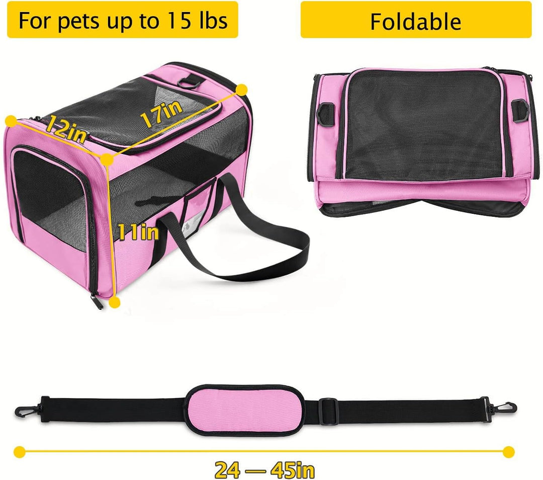 Refrze Haustier-Transportbox für mittelgrosse Katzen, kleine weiche Hundetragetaschen Hunde, TSA-zug