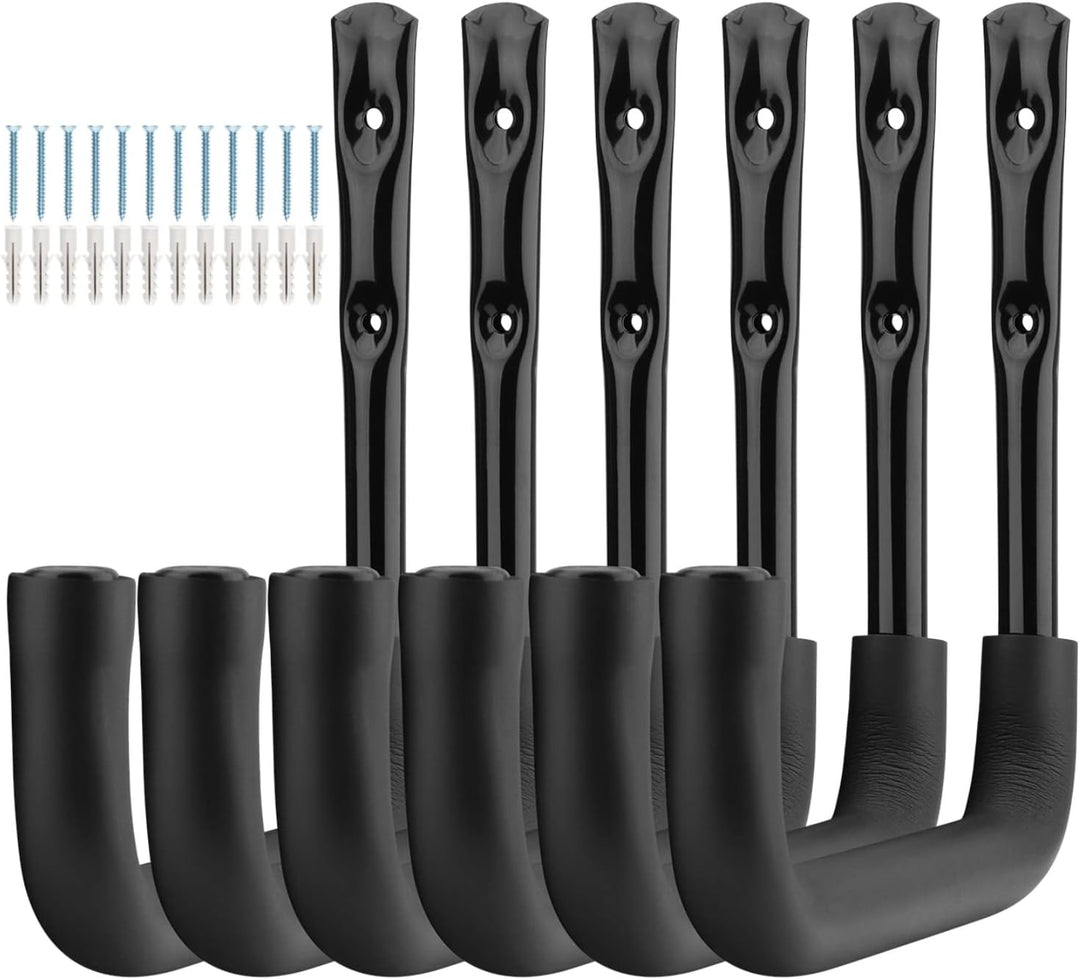 pipabiba Strapazierfähiger 25 cm Garagen-Aufbewahrungshaken, 6 Stück Leiterhaken mit EVA-Schutz, Kle