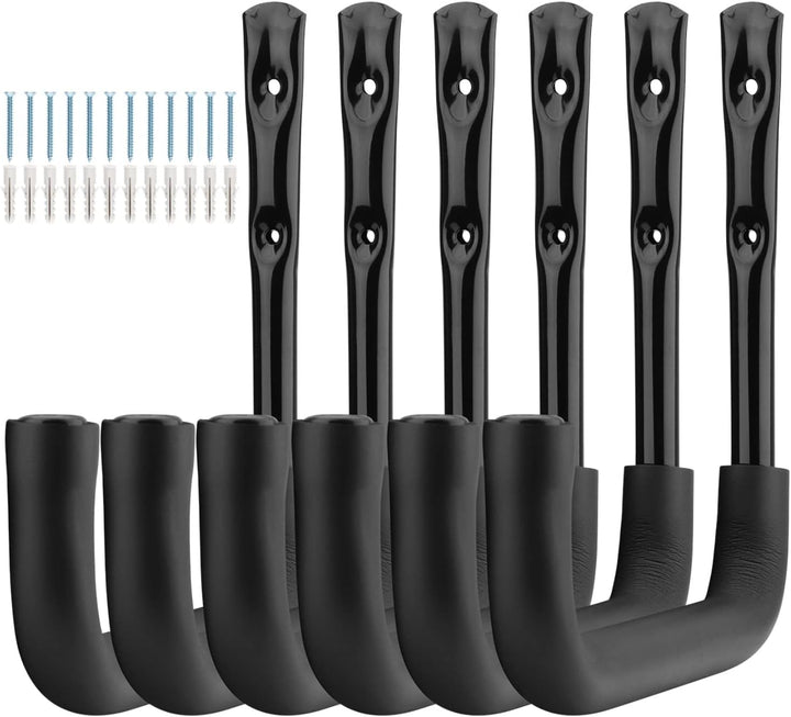 pipabiba Strapazierfähiger 25 cm Garagen-Aufbewahrungshaken, 6 Stück Leiterhaken mit EVA-Schutz, Kle