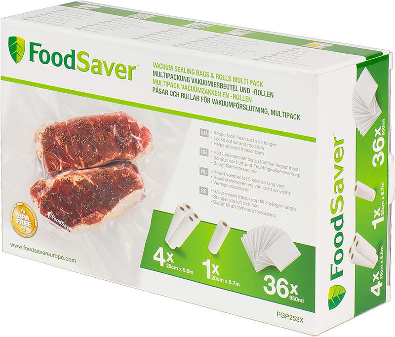 FoodSaver, wiederverwendbare Vakuumbeutel | für FoodSaver Lebensmittel-Vakuumierer | BPA-frei | 4 Ro