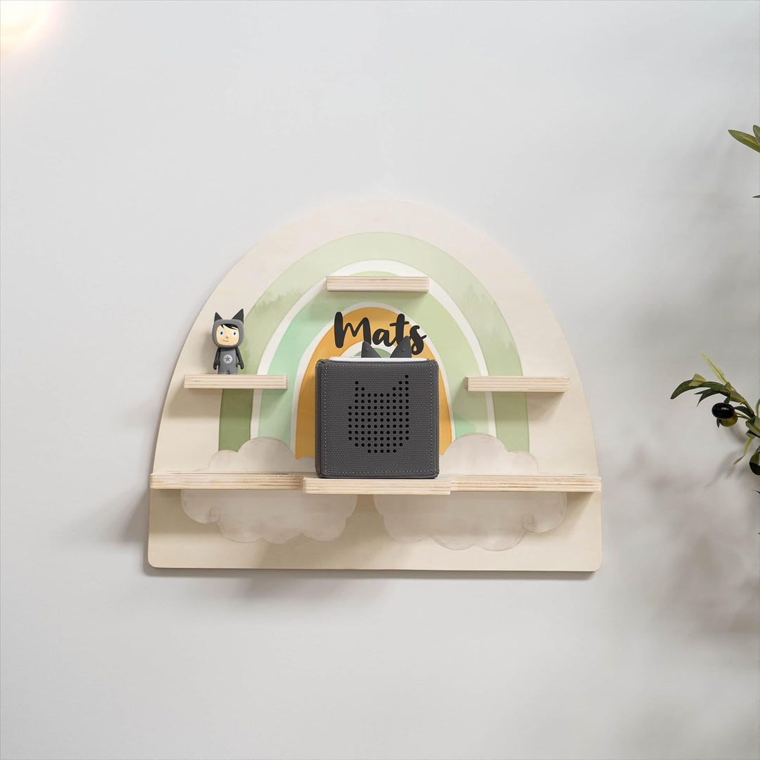 Geschenkfreude Personalisiertes Toniebox Regal für Kinderzimmer - Kinder Wandregal für Tonie Hörfigu