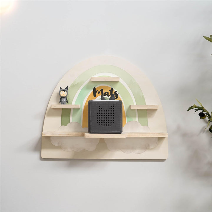 Geschenkfreude Personalisiertes Toniebox Regal für Kinderzimmer - Kinder Wandregal für Tonie Hörfigu
