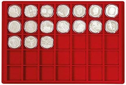 LINDNER Das Original Grosser Münzen-Sammelkoffer mit 8 roten Münztableaus in 5 verschiedenen Tableau