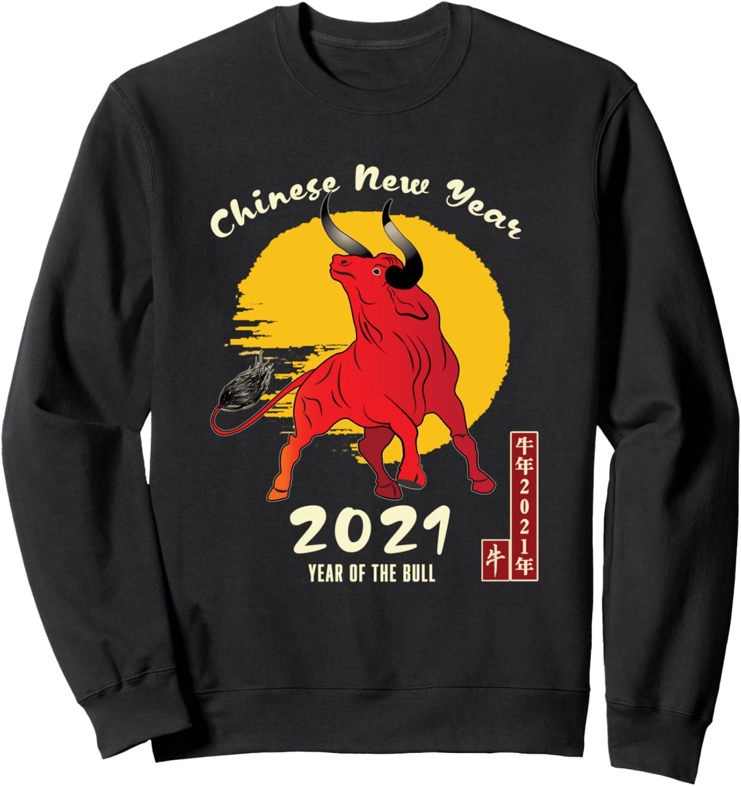 Chinesisches Jahr des Ochsen 2021 Chinesische Schriftzeichen Sweatshirt