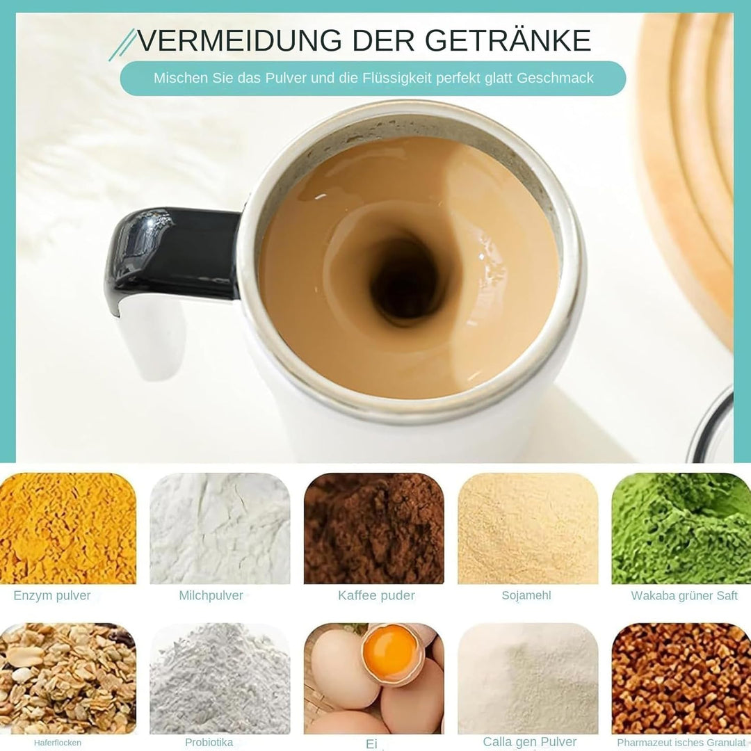 Selbstrührende Kaffeetasse 380ml - Wiederaufladbare Magnetischer Rührbecher, Edelstahl, Automatische