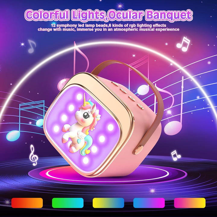 Karaoke Maschine mit 2 Mikrofonen：[Haute Couture ] Einhorn Geschenke Für Mädchen - Bluetooth Karaoke