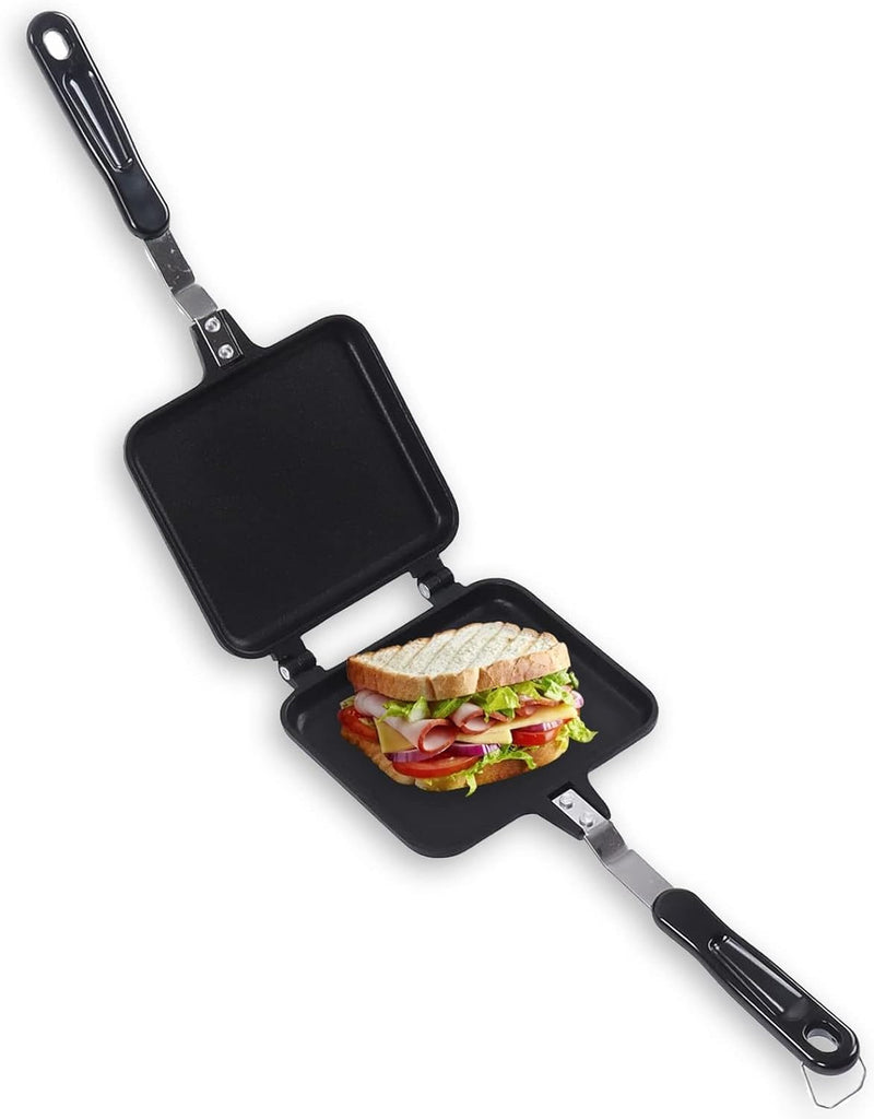 Natudeco Doppelseitige Bratpfanne Antihaft-Sandwich-Maker Faltbare Grill-Bratpfanne Aluminiumlegieru