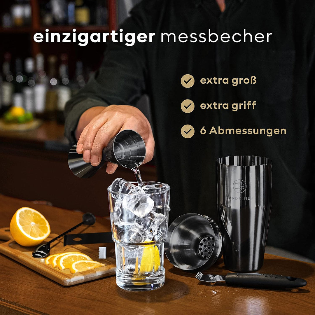 BarDeluxe® Boston Shaker Set 5-teilig, Barkeeper Set, Cocktail Mix Set - 750ml Cocktailshaker Boston