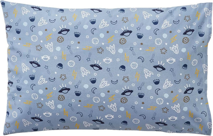 Vertbaudet Kinder Bettwäsche-Set „Cosmos“ blau/weiss Bedruckt 140X200 - Kissen 50X75 140X200 - KISSE