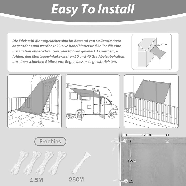 SUNNY GUARD Sonnensegel Wasserdicht 2x3m Rechteckig mit Ösen Segel Sonnenschutz Wetterfest UV Schutz