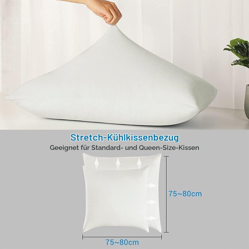 Luxear kühlender Kissenbezug 2er Set, Kopfkissenbezug elastisch mit Arc-Chill Kühlfasern atmungsakti