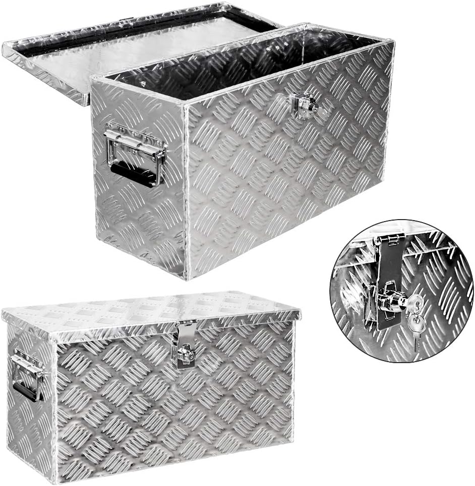 Trucky Truckbox, Deichselbox Aluminium, Anhängerbox 15 Grössen, Werkzeugkiste mit Schloss und Schlüs