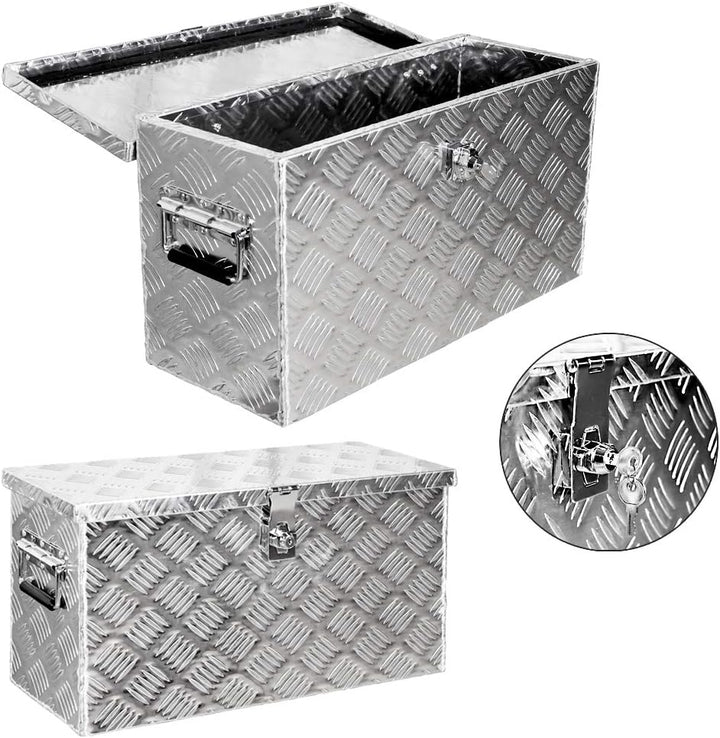 Trucky Truckbox, Deichselbox Aluminium, Anhängerbox 15 Grössen, Werkzeugkiste mit Schloss und Schlüs