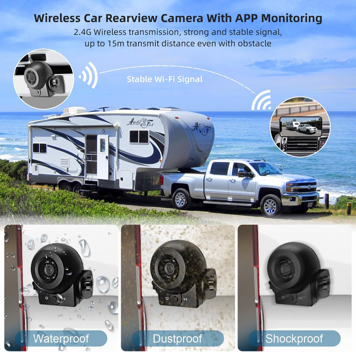 Uzone WiFi Rückfahrkamera kabellos Akku Wiederaufladbare Auto Rückfahrkamera IP68 wasserdichte mit A
