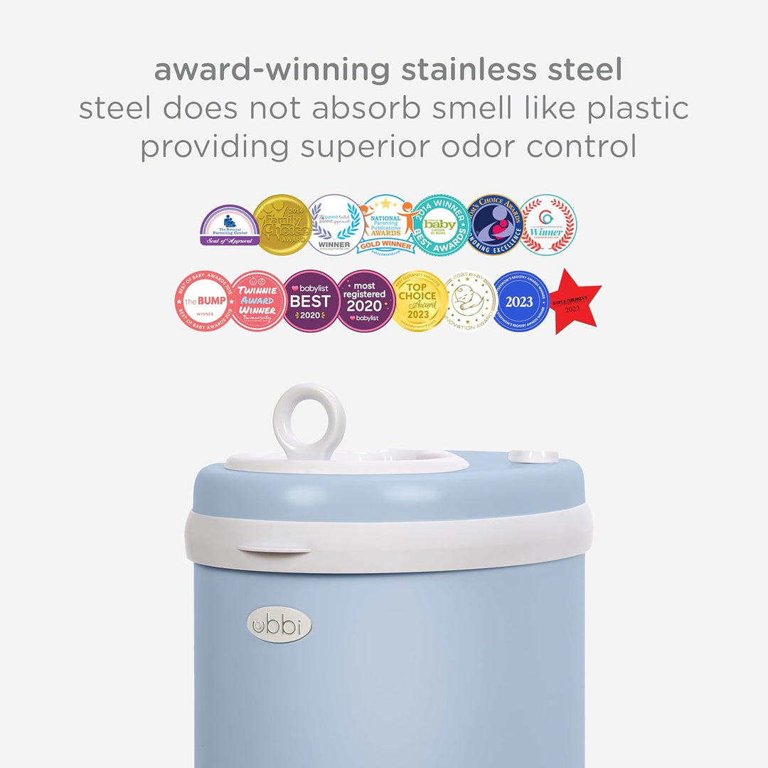 Ubbi Steel Odor Locking Nappy Disposal Bin, No Special Bag Required Money Saving, Awards-Winning, Mo