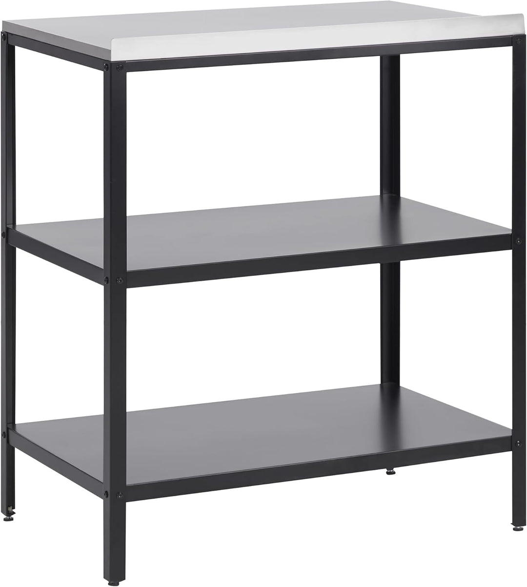 Outdoor-Kücheninsel Stahl schwarz mit Edelstahlplatte silber modern Vilama