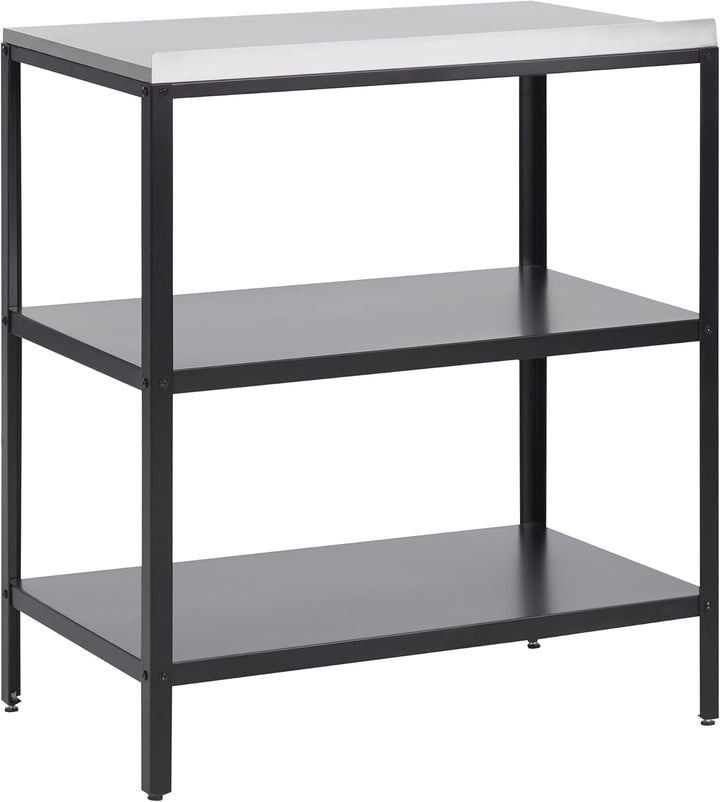 Outdoor-Kücheninsel Stahl schwarz mit Edelstahlplatte silber modern Vilama