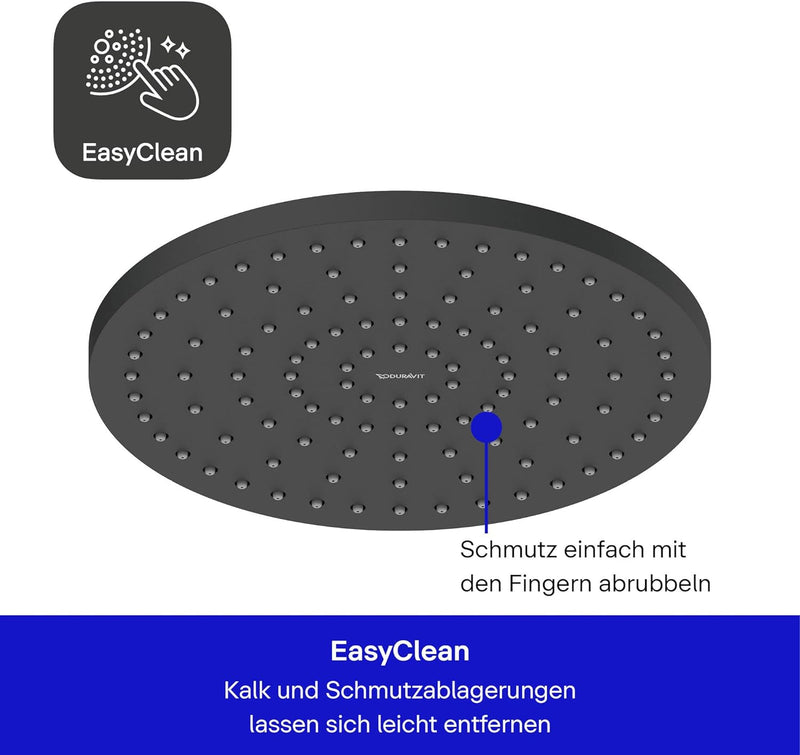 Duravit Universal Duschkopf, Duschbrause mit Strahlart Rain, Duscharmatur rund (Ø 250 mm), Kopfbraus