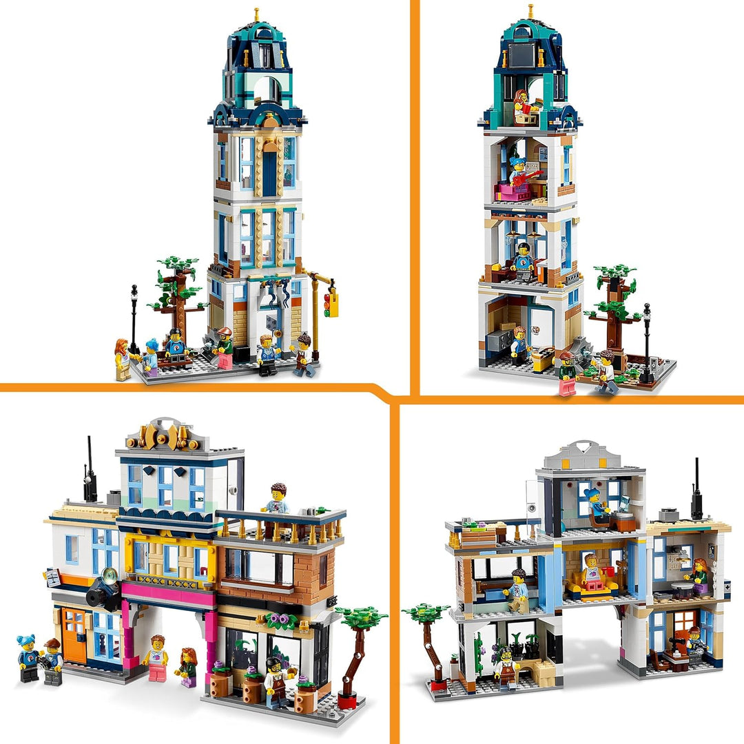 LEGO 31141 Creator 3-in-1 Hauptstrasse zu Art-déco-Hochhaus oder Marktstrasse Modellbau-Set, Konstru