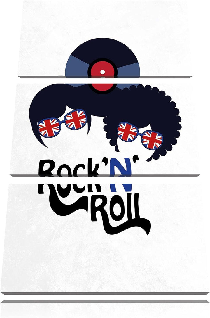 Pixxprint Rock 'n' Roll Schallplatte als Leinwandbild/Grösse: 3 Teilig (120x80) cm/Wandbild/Kunstdru