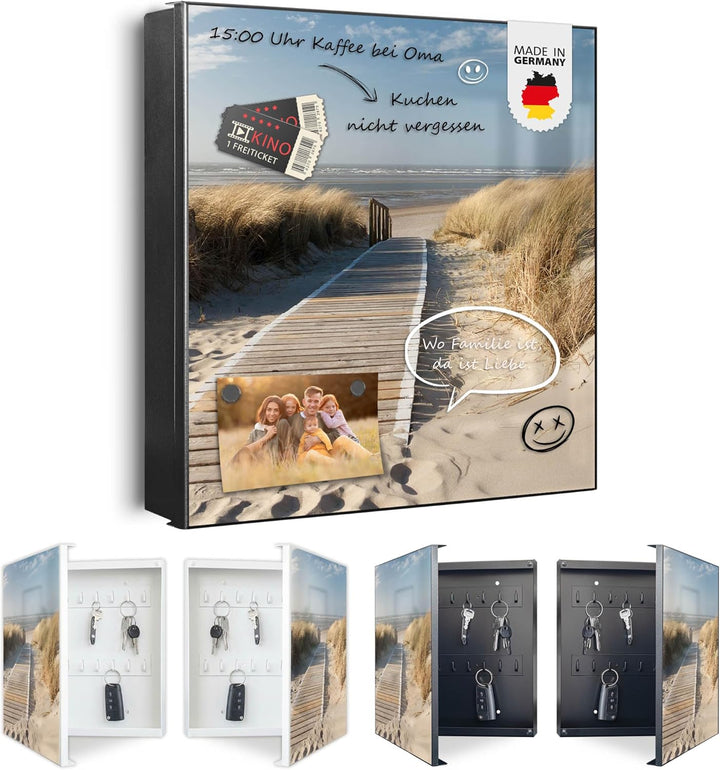 banjado Grosser Schlüsselkasten Glas - Schlüsselbox 30x30cm mit 50 Haken - Schlüsselkasten modern fü