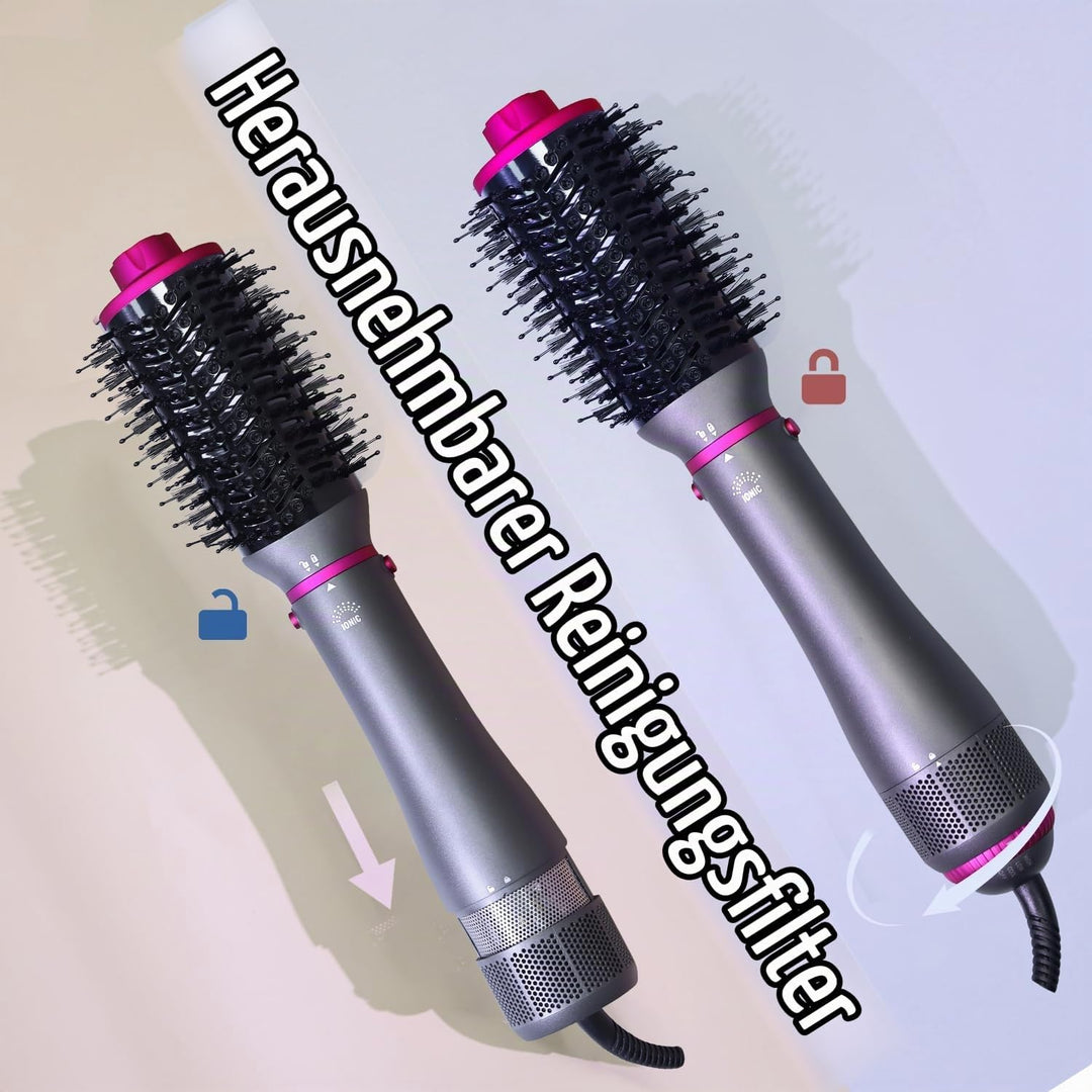 Haartrockner-Bürste, 4-in-1, Blasbürste, abnehmbarer Haartrockner mit negativen Ionen, mit Diffusor,