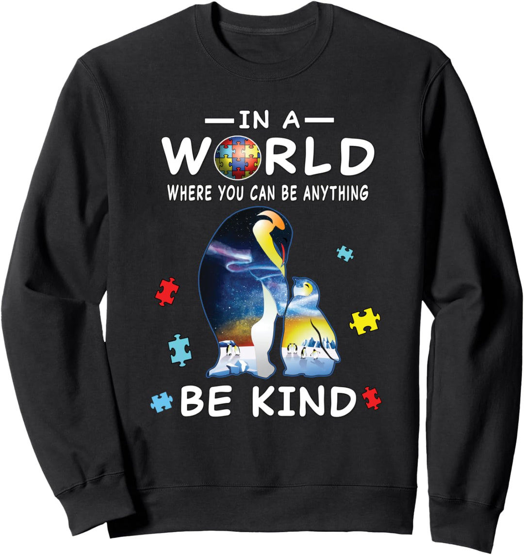 In A World Where You Can Be Anything Be Kind Autism Teacher Sweatshirt