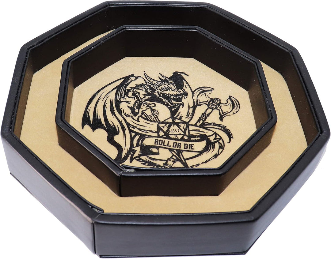 Fantasydice-Chromatic Dragon -with Roll or Die Artwork Dice Tray - 23CM Octagon with Lid and Dice St