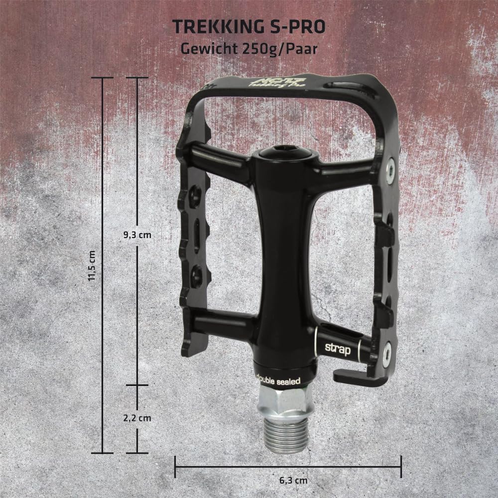 NC-17 Trekking Pro Pedale - Aluminium MTB Mountainbike Pedal Mit Reflektoren, Kugellager + Cr-Mo Ach