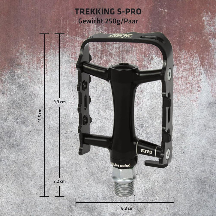 NC-17 Trekking Pro Pedale - Aluminium MTB Mountainbike Pedal Mit Reflektoren, Kugellager + Cr-Mo Ach