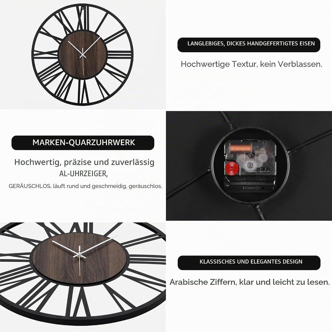 Grosse Wanduhr Tickgeräusche, 34CM/14 Zoll Lautlos, Geräuschlose, Batteriebetrieben, Modern, Übergro