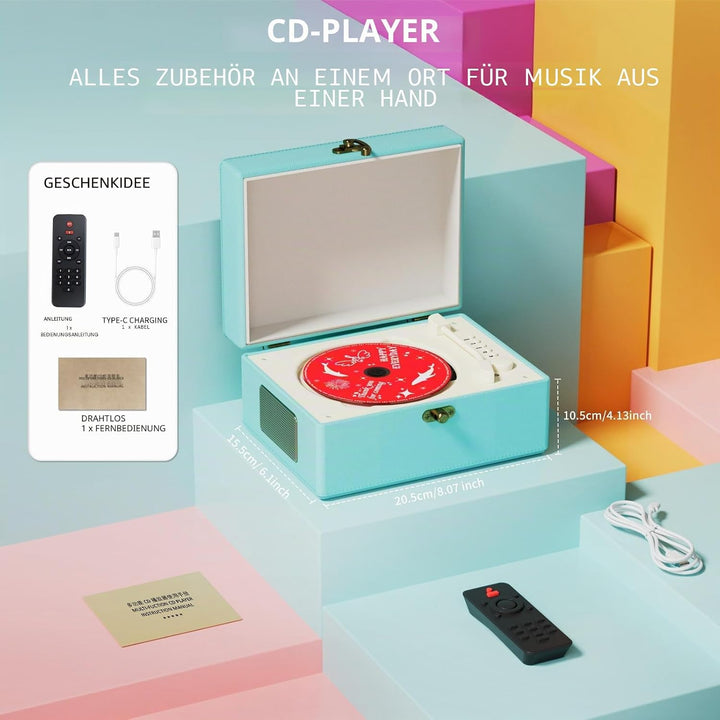 Yintiny Blue Time Musikbox CD-Player mit Lautsprechern für Heimdekoration